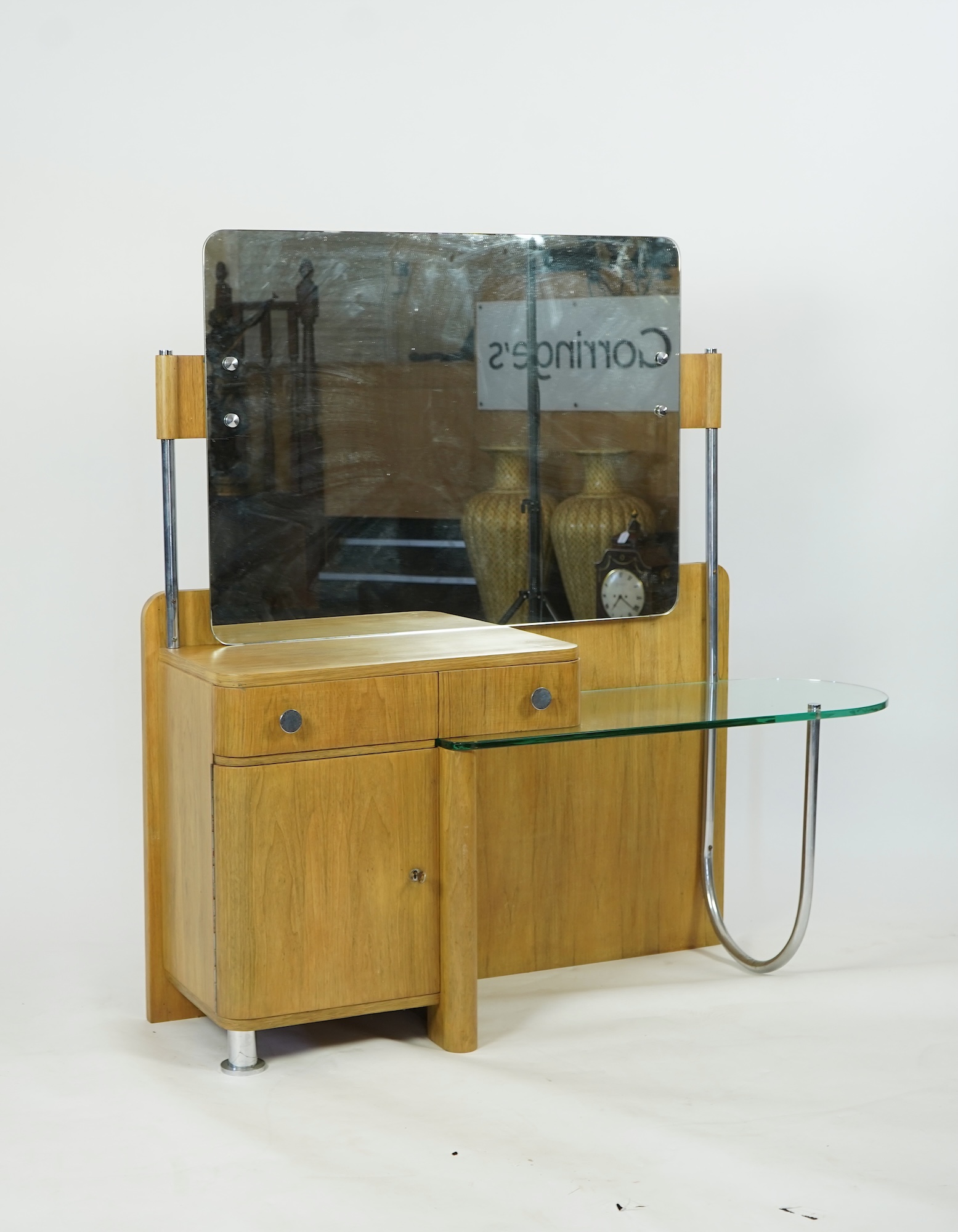 A Belgian Art Deco modernist walnut dressing table, by De Coene